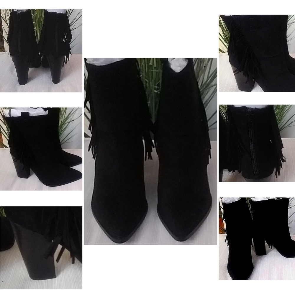 Black Fringe Ankle Boots